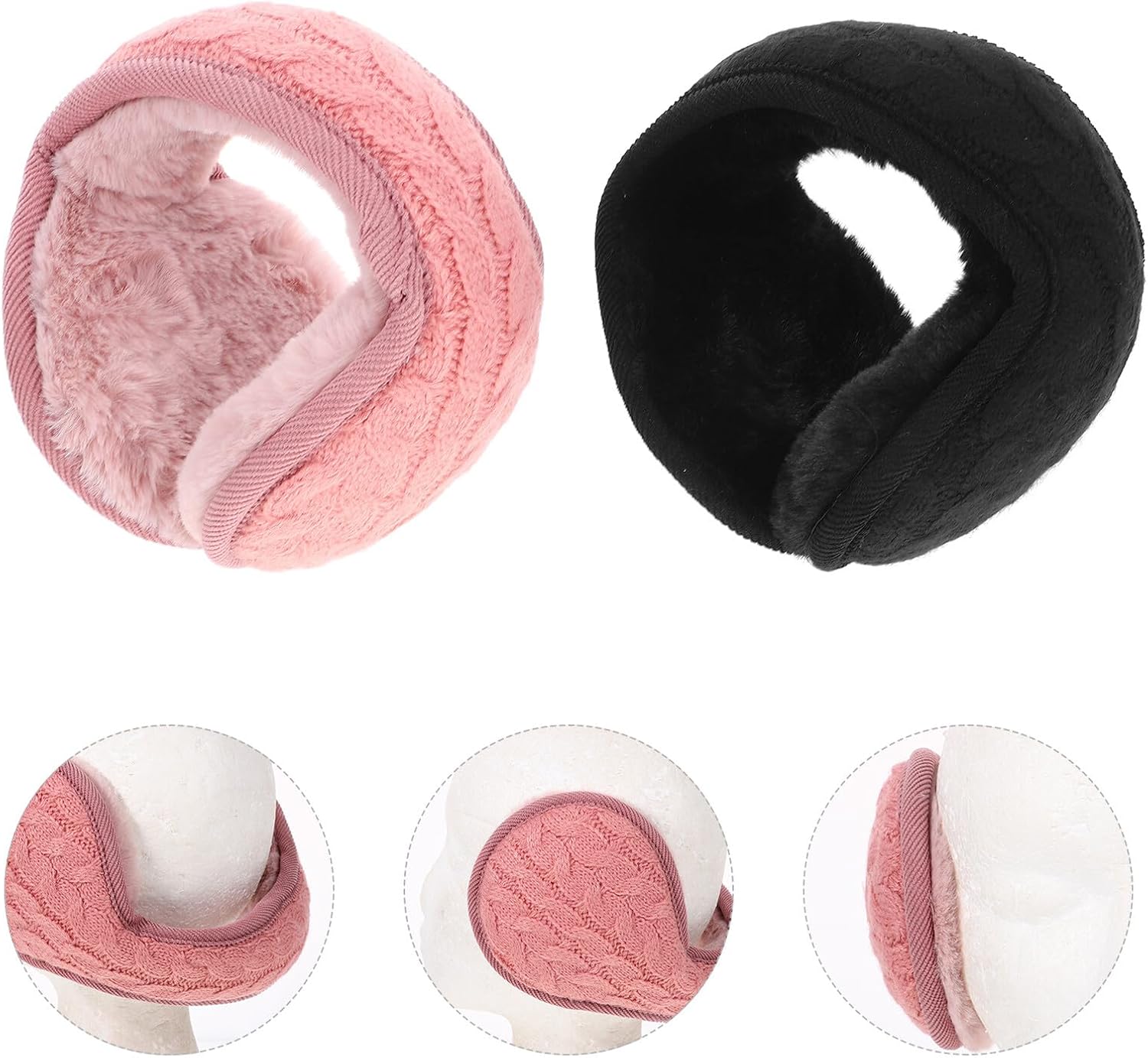 Foldable Winter Ear Muffs 2pcs Unisex Furry Ear Covers for Adult Women and Men for Outdoor Cycling and Cold Weather