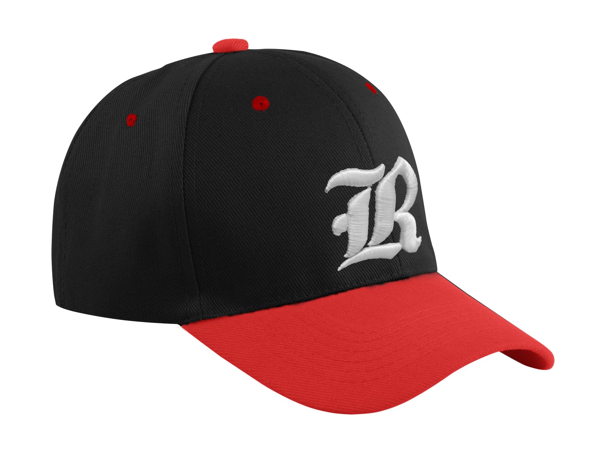 Mfaz Morefaz Ltd Women's R-Red Casual Cotton Baseball Cap A-Z Gothic Letter Alphabet Embroidered Uk Hat Caps Adjustable Strap Snap Back Black Red