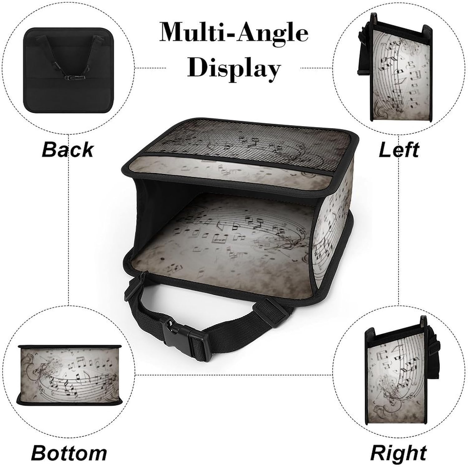 Music Note Wall Car Seat Organizer - PU Leather Car Backseat Organizer with Storage Pockets, Adjustable Straps, Universal Vehicle Back Seat Hanging Storage Box, Travel Accessories image 3