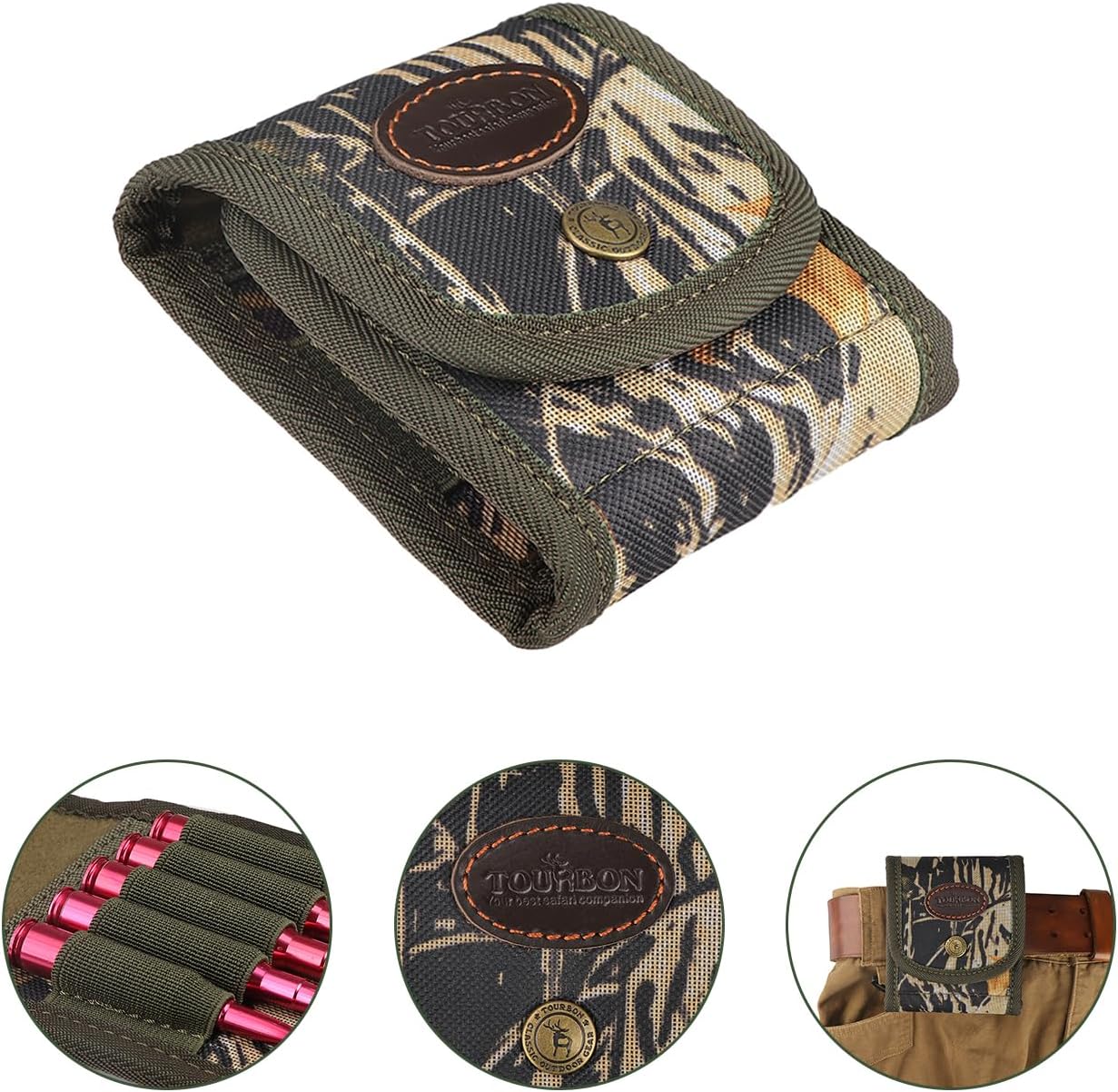 TOURBON Folding Rifle Cartridge Holder Ammo Wallet Pouch with Elastic Loops