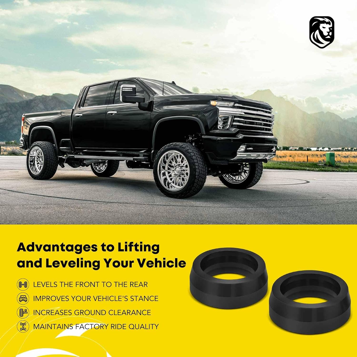 YHTAUTO 2 inch Rear Leveling Lift Kit Compatible with Toyota 4Runner 2003-2022, FJ Cruiser 2007-2014, 4WD/RWD, Polyurethane Spring Spacers Suspension Leveling Kit Set of 2
