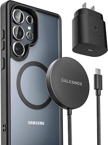 Galvanox Cargador inalámbrico magnético para Samsung, compatible con MagSafe, adaptador de corriente PPS de carga súper rápida de 25 W con cápsula