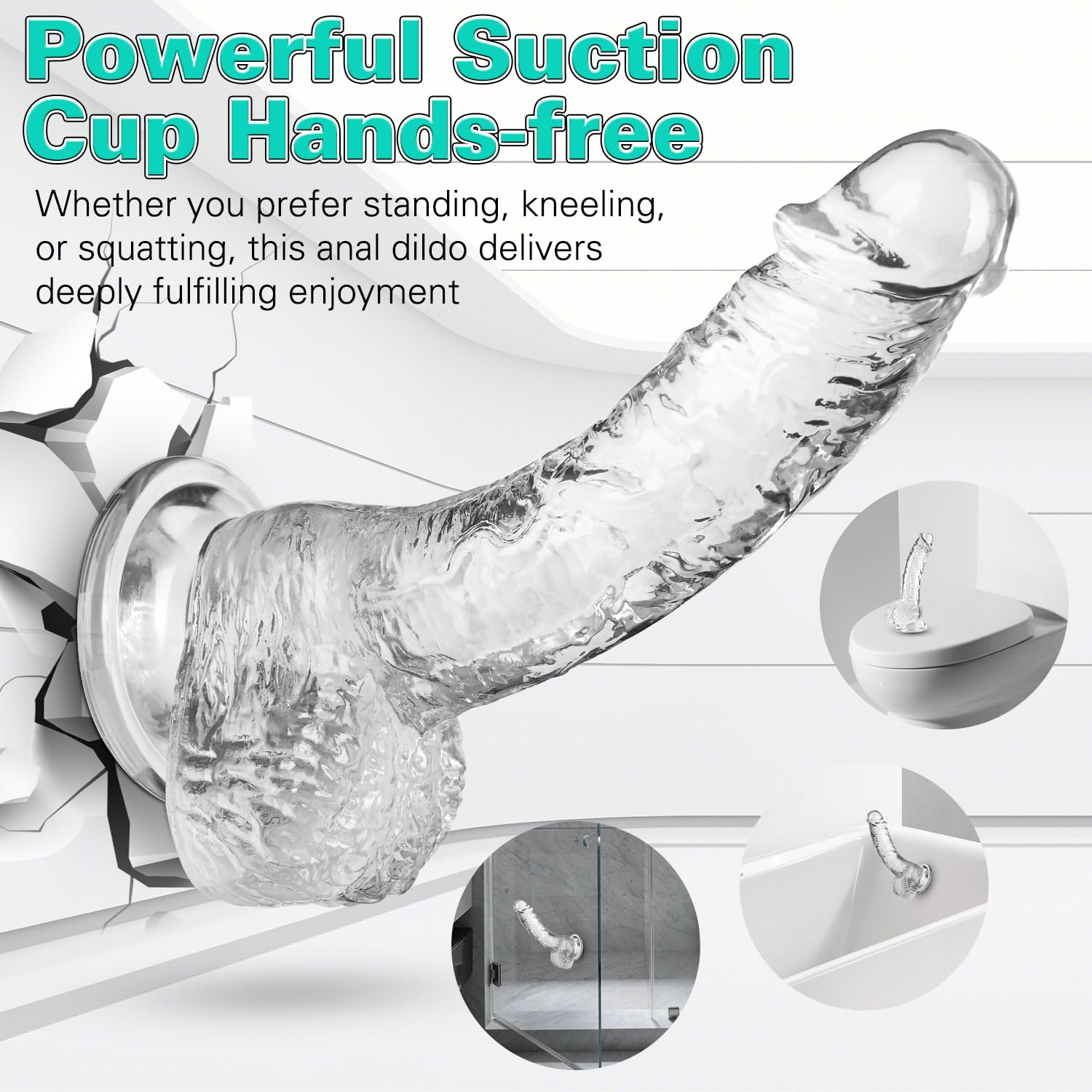 Clear Realistic Dildo, 7.3 Inch Feels Like Skin Body-Safe Material, with Strong Suction Cup for Hands-Free Play, Adult Sex Toys Suitable for Women Men Gay & Couple: L1 Clear