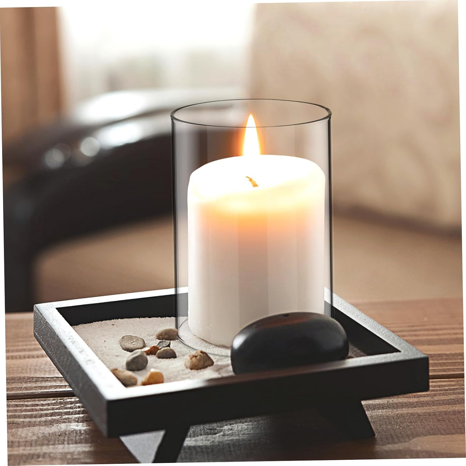 2pcs Glass Candle Covers Windproof Protectors Decorative Chimney Tubes for Taper Candles Mantle Decor