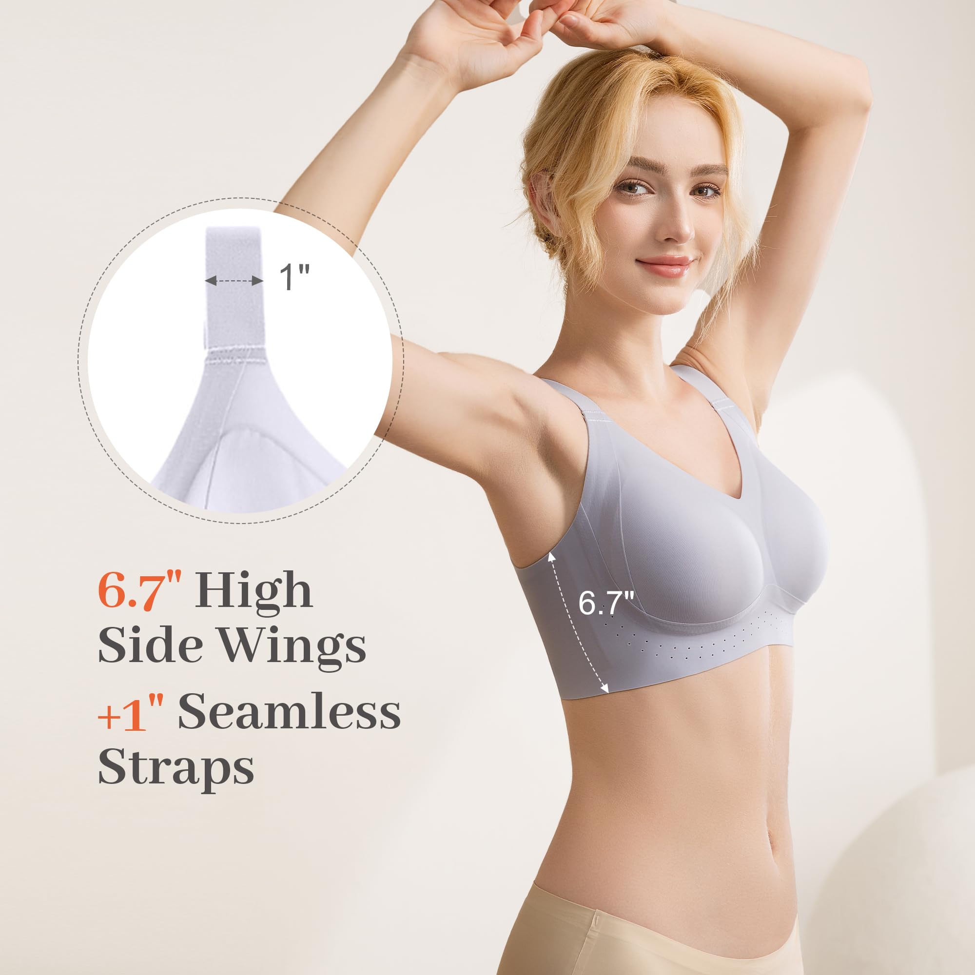 Fittingirls Women's Ultra-Soft Wireless Bra Full Coverage Non-Wired Padded Design Breathable Lightweight all-Day Comfort