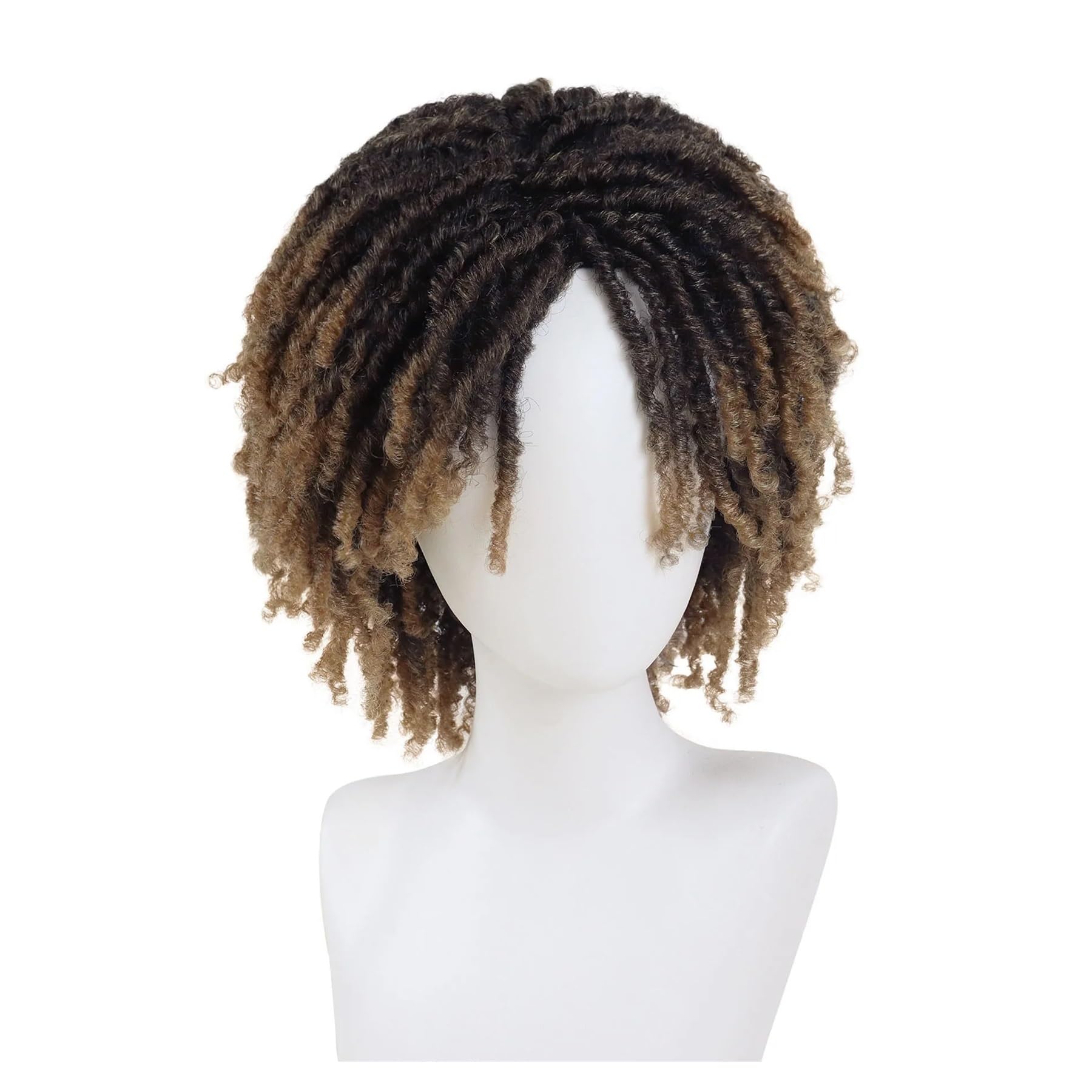 1 Szt. Peruka Z Dredami Fałszywe Dredy Włosy Syntetyczne Krótkie Kręcone Warkocze Peruki Dla Kobiet I Mężczyzn Afro Szydełkowe Męskie 14 Cali(Ombre Blonde)