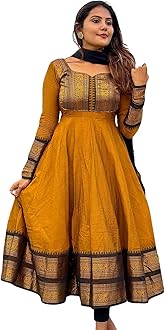 Elegant Zari Jacquard Weaving Gown with Lace Border Dupatta – Traditional Indian Ethnic Wear for Weddings, Festivals, and Special Occasions