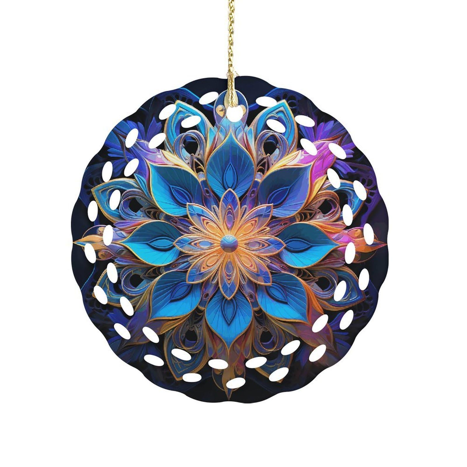 Wsoihfec Women's Style Rectangle Mandala Hanging Ornament 3 Inch Round,1-Pack,Xmas Decor -Two-Sided Printed,Friend Ornament Gifts For Friends Coworker Sisters