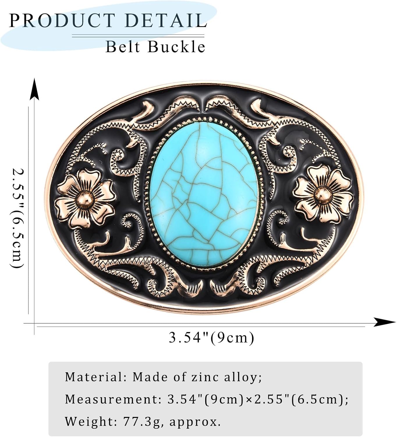 Belt Buckle for Women Men│Western Cowgirls Flower Engraved Christmas Halloween Turquoise Belt Buckle Gift - Image 2