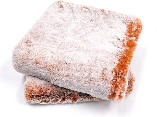 Miniatura 64 de Juego de 2 fundas de almohada de piel sintética de conejo de 20 x 20 pulgadas, fundas de almohada cuadradas decorativas de felpa peludas acogedoras