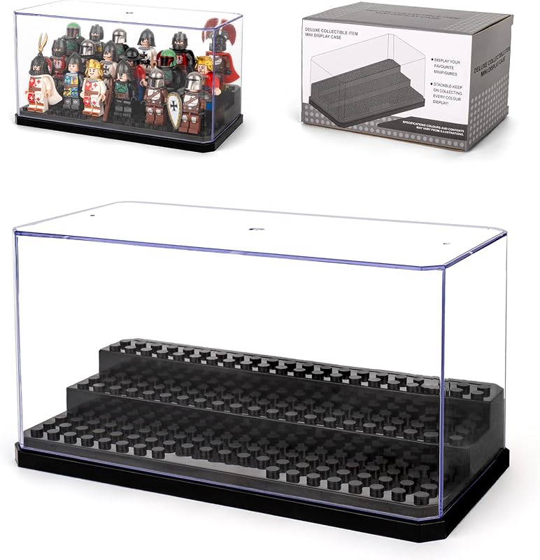 Minifigures Display Case Fits for Lego Figures Display, Multiple Mini-Figures Container for Figures Collectors, Acrylic Building Block Display Case Dust-Proof