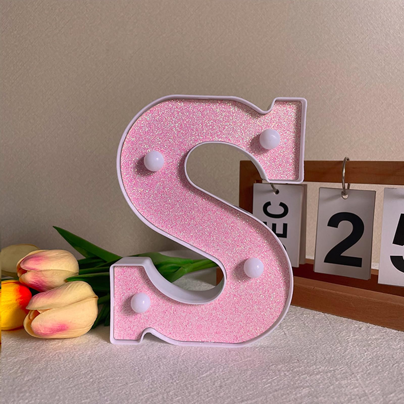 LED Light Up Letter S - 6.3inch Pink Letter Light for Birthday & Party โ image 1
