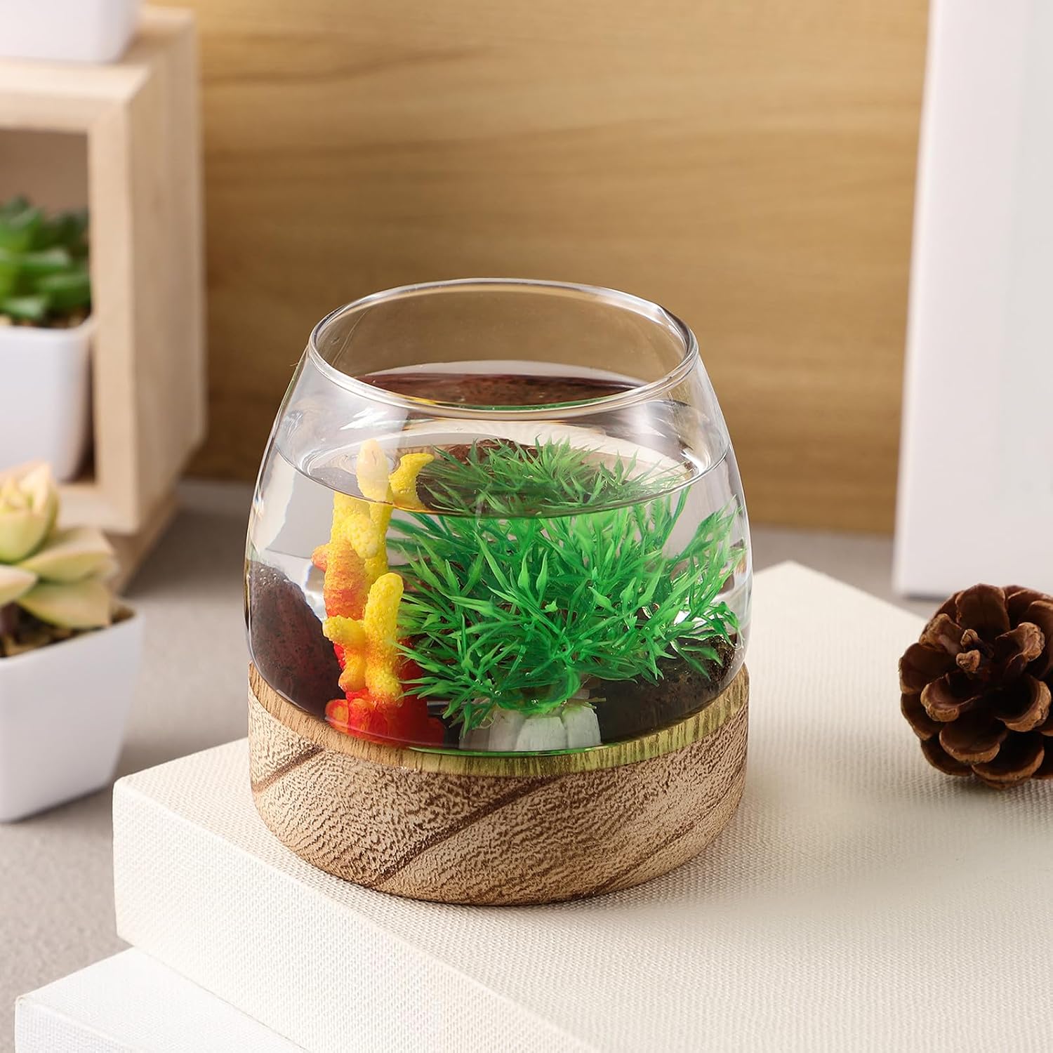 Healifty Glass Fish Bowl Vase for Centerpieces, Multifunctional Round Aquarium Tank with Smooth Surface and Stylish Minimalist Design, for Fish, Plants, and Room Decor or Placement