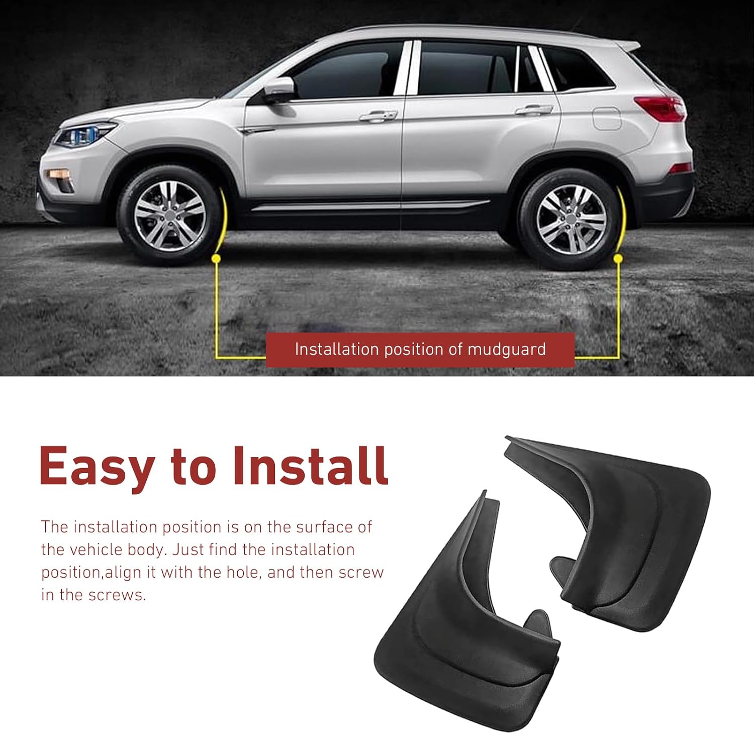 WZP 2PCS Car Mud Flaps, Bendable Splash Guards, Flexible Wheel Rear Mudguard Replacement, Universal Car Exterior Dirty Fenders Accessories for Truck Car Pickup SUV (Black)