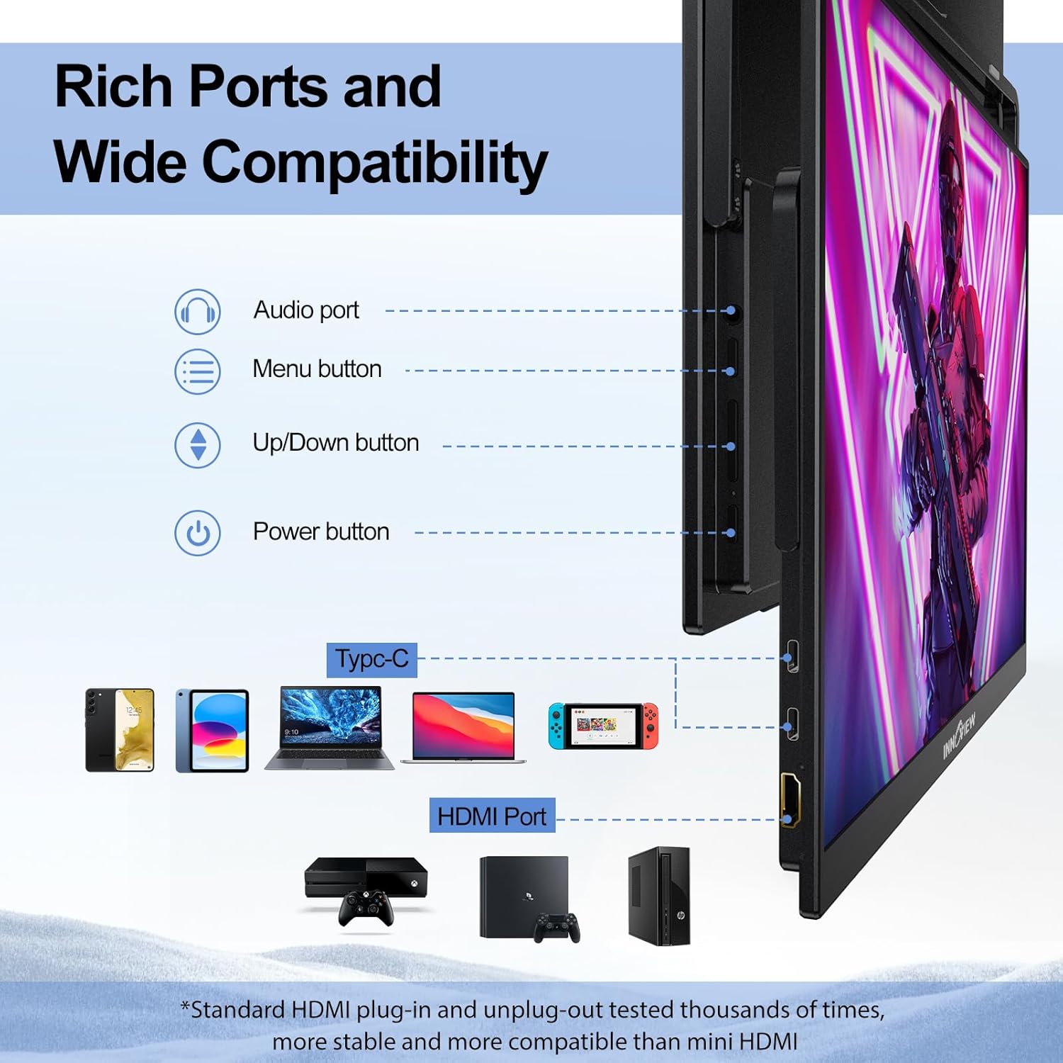 71WBVndEcwL._AC_SL1500_ InnoView 18 Inch 260Hz Portable Gaming Monitor,2K QHD 100% DCI-P3 Portable Monitor Gameplus HDR FreeSync Laptop Monitors,Portable Screen for PC Phone Game Console