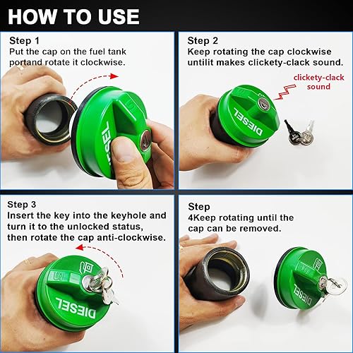 Miniatura 3 de 10591D - Tapa de combustible diésel con bloqueo, compatible con Silverado Express C3500 K3500, Dodge Ram 3500 W350 D350, Ford F-250 E-350, GMC