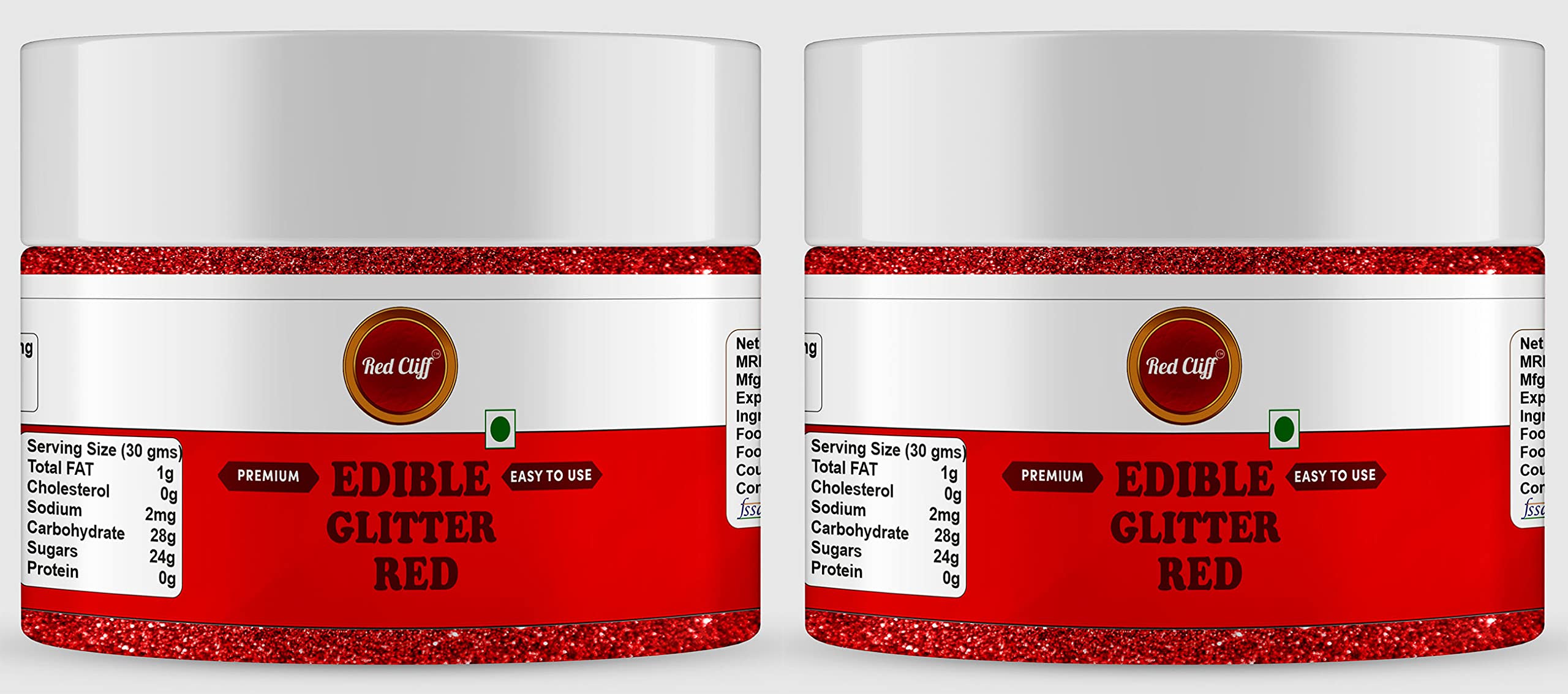RED CLIFF Premium Edible Glitter - Combo Pack Of 2 | Metallic Glitter Ideal for Cake Icing Decoration & Garnishing | 9g | (Red Glitter | 9gx2 |) (B0C5SNF1X2) Amazon Price History, Amazon Price Tracker