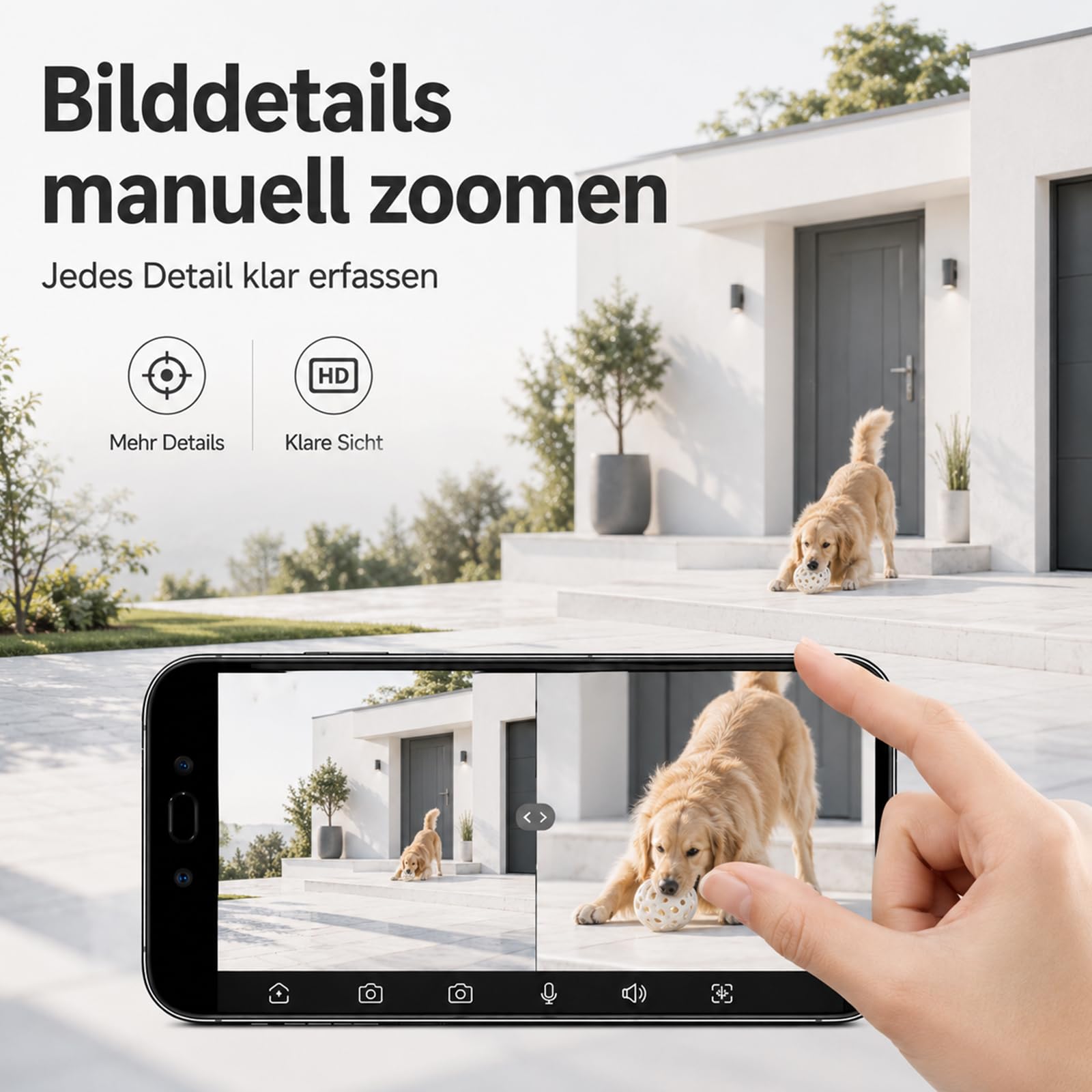 Überwachungskamera Außen, 6MP Dual-Lens WLAN, 2.4/5 GHz | Kamera mit Großem Sichtfeld und Schwenk/Neigefunktion, Farb-Nachtsicht, 2-Wege-Audio, Bewegungsmelder, IP66, SD/Cloud