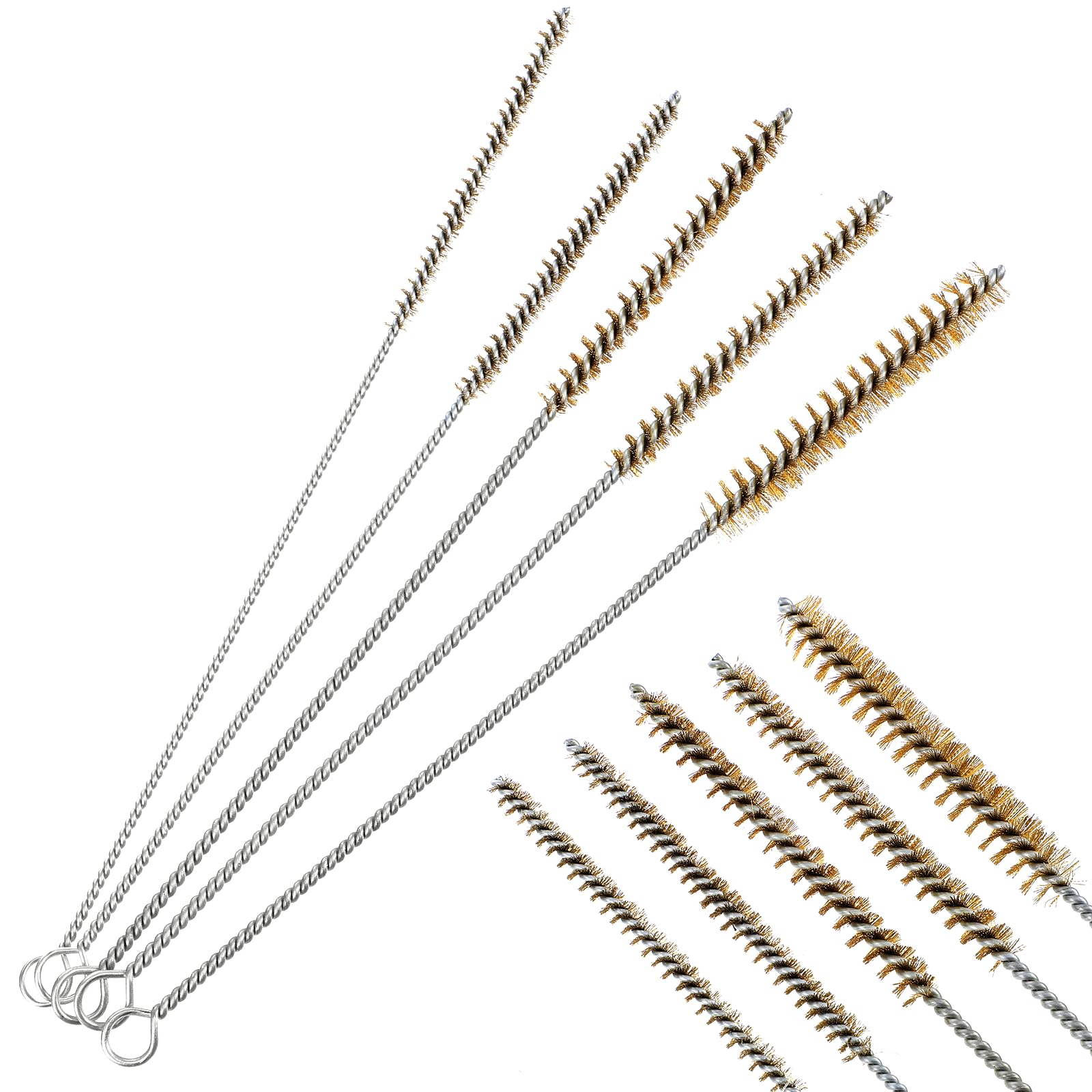 Photo 1 of 5 PCS Tube Cleaning Brush, 12" Brass Pipe Brushes for Cleaning, Wire Tube Brushes for Pipe Cleaner, Deep Bottles, Auto Parts, Engine Parts, 6mm/8mm/10mm/12mm/15mm
