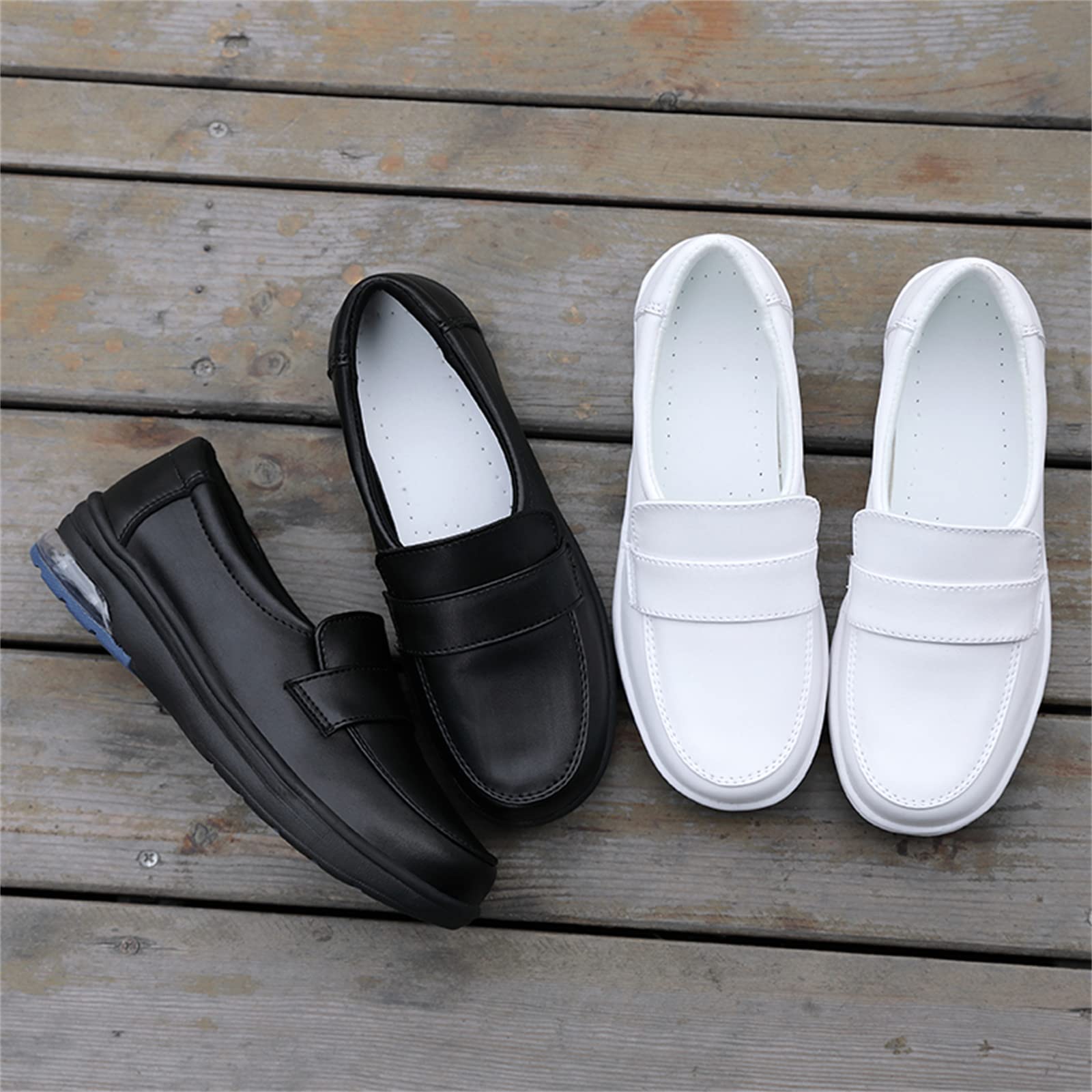 Zapatos De Trabajo Sin Cordones Mujer, Zapatos para Caminar De Enfermería Antideslizantes Cómodos Y Ligeros Mocasines