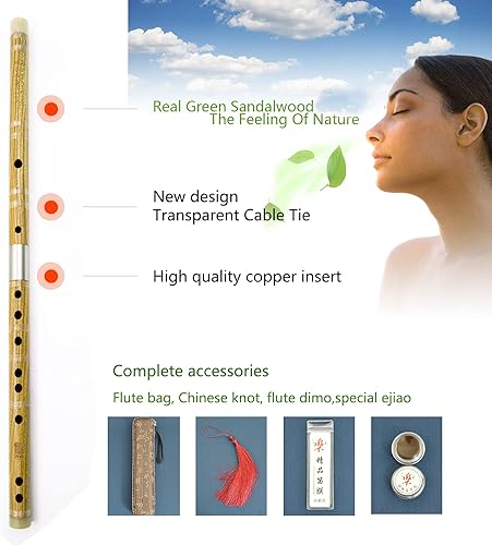 Miniatura 9 de Flauta china C key Dizi para principiantes Instrumento chino tradicional con membrana gratuita y pegamento Set (marca original NICOSHINE)