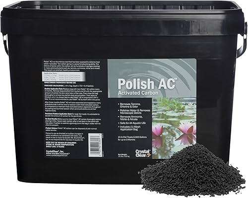 CrystalClear Medios de filtración de carbón activado por CA para taninos, olores y escombros, crea agua cristalina y mejora la filtración, 15 libras