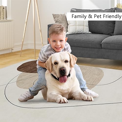 Miniatura 8 de Alfombra de área grande de 8 x 10 pies, para sala de estar o dormitorio, alfombra abstracta moderna para interiores, alfombra bohemia lavable para