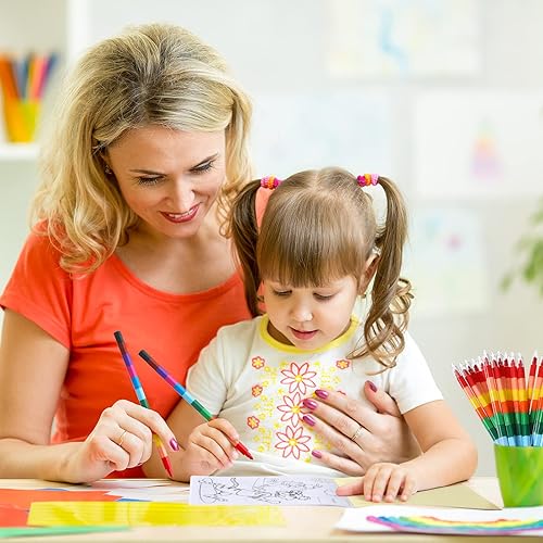 Miniatura 6 de Teling 24 libros para colorear de animales de safari con 24 piezas de crayones apilables arcoíris apilables para niños, zoológico de la selva,