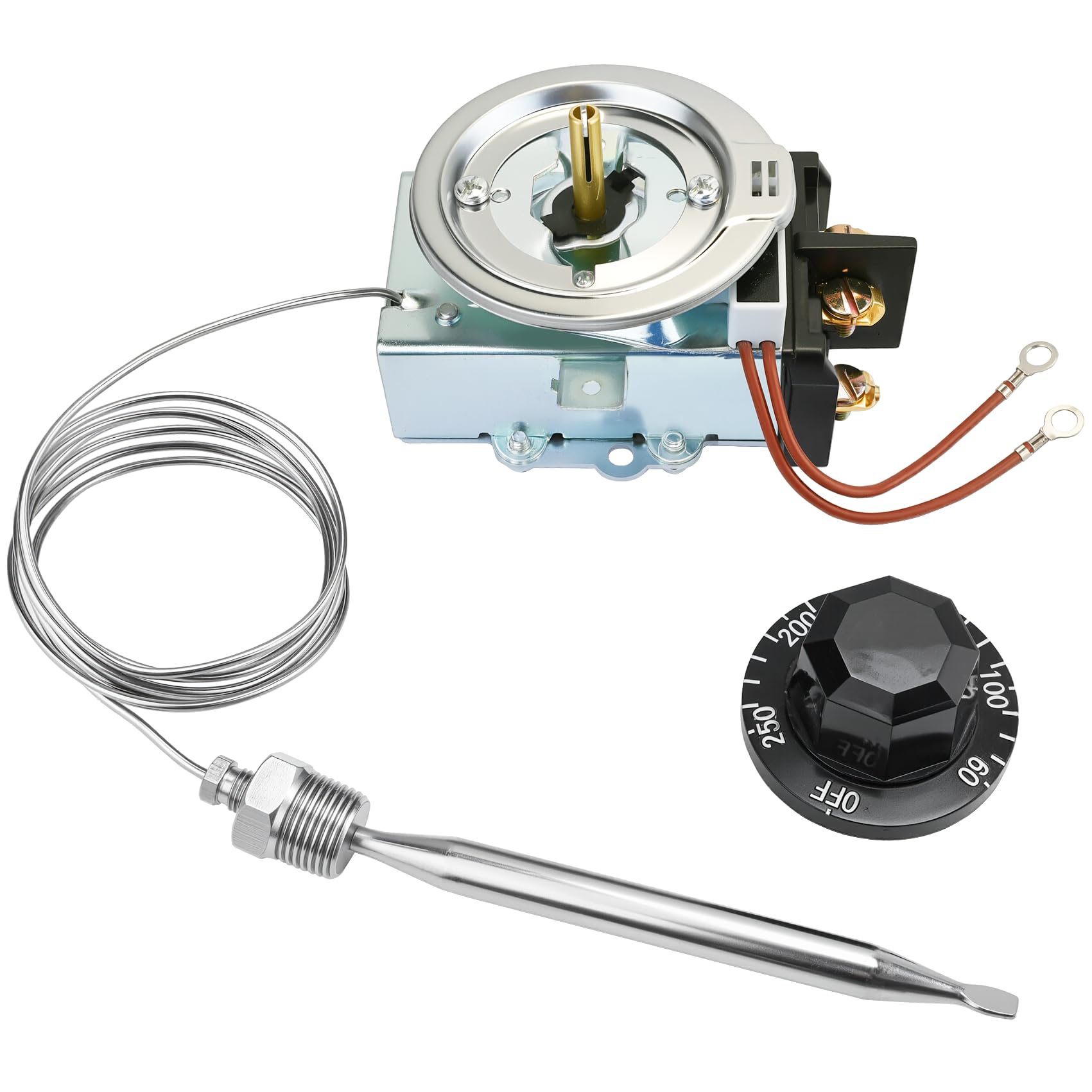 Photo 1 of D1/D18 Thermostat for Steam Table, Buffet Table Temperature Control, 30A RES, 125-277VAC, 60°~250°F, 3/8" × 4-1/2" Bulb, Compatible with Most Brands of Steam Table and Buffet Table