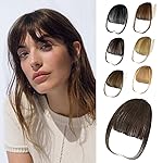 NAYOO Bangs Hair Clip- Darkest Brown Fake Bangs 100% Real Human Hair Extensions Wispy Bangs for Women Fringe with Temples Hairpieces Curved Bangs for Daily Wear (2 darkest brown, Wispy Bangs)