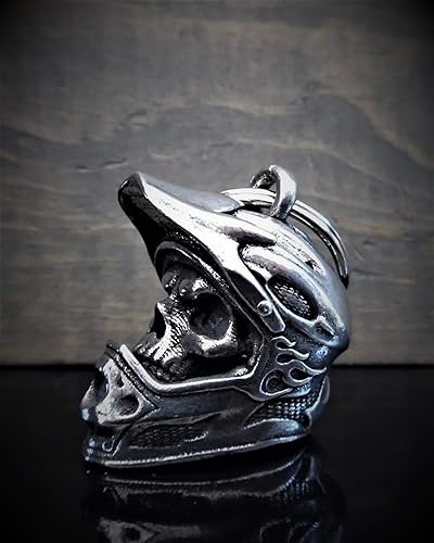 Miniatura 7 de Bravo Bells Campana de casco de calavera de motocross, accesorio de campana de motociclista o llavero para buena suerte en la carretera