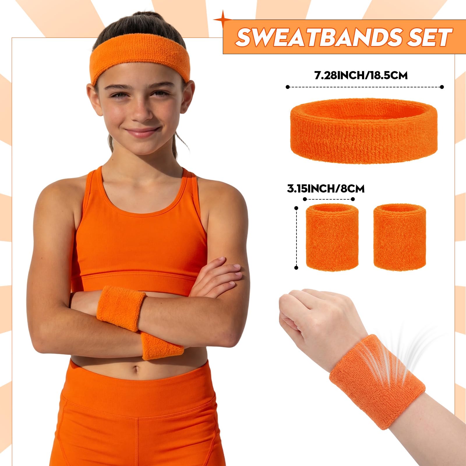 Bememo 72-teiliges Neonschweißbänder-Set für Kinder, 12 Stirnbänder, 24 Armbänder, Sport-Schweißbänder, athletisch für Kinder, Basketball, Tennis, Laufen, Fitnessstudio, Studenten, Geschenke