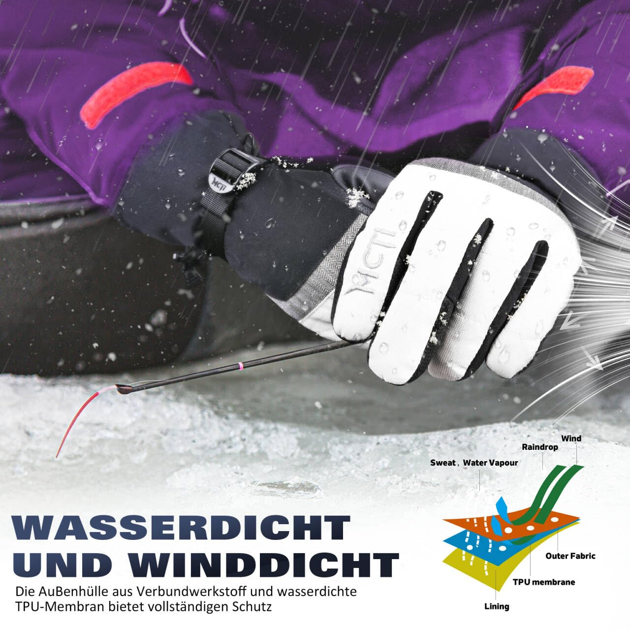 Gants Tactile Ski Femme Imperméables Chaud Gants Sport Hiver Snowboard Cyclisme Thermique