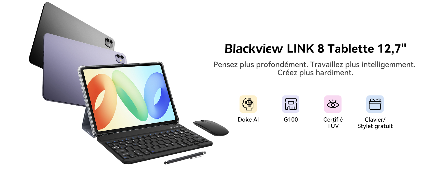 Blackview Link 8 Tablet, 12,7 Inch 2k+ Fhd 2160*1600, Android 15 Geini Ai Ediatek G100 18gb Ra+256gb Ro 8400ah/pc-odus/widevine L1/face Id/16p+ 13p/gps/otg Gaing-tablet | Tabletaccessoires | Joybuy