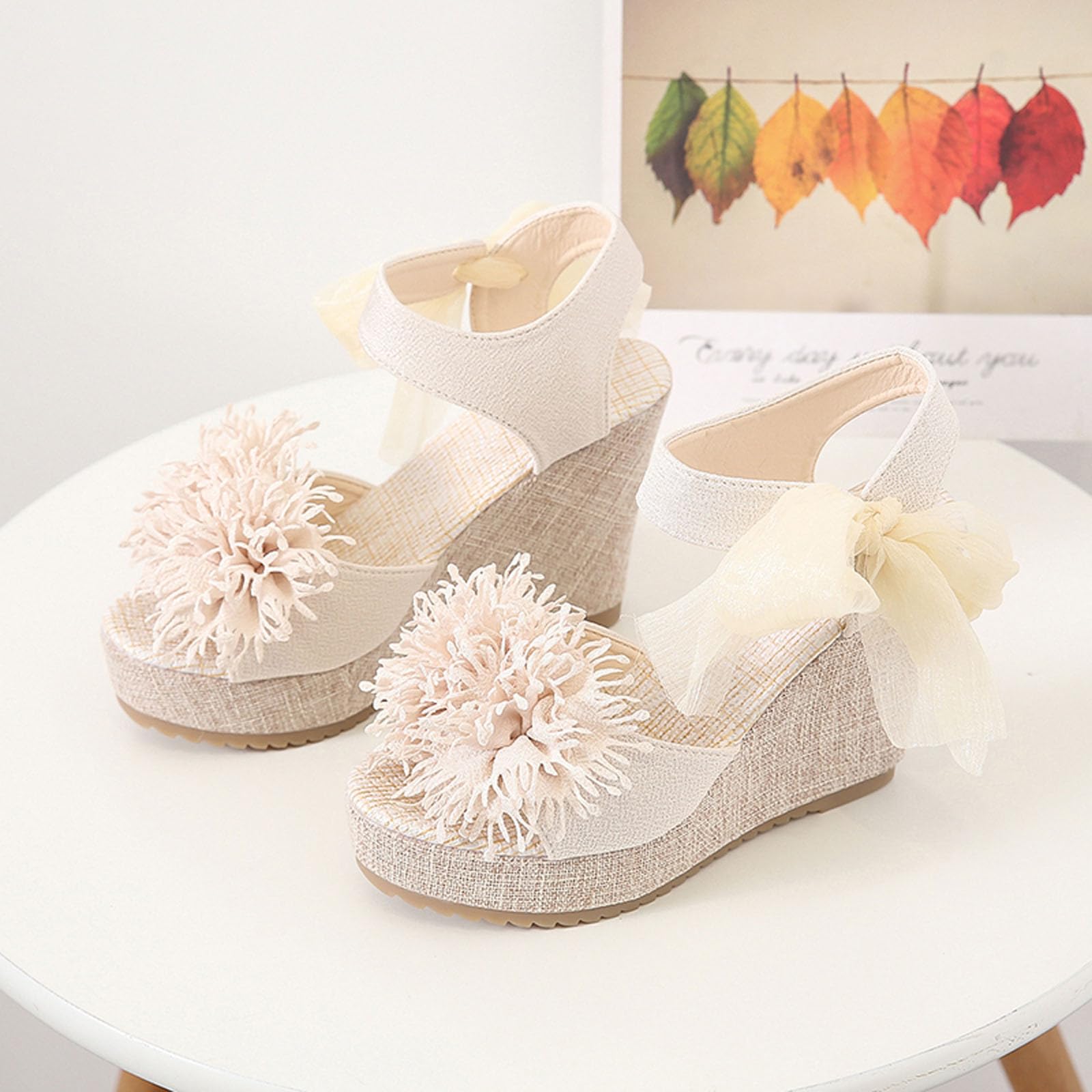 Sandali con Zeppa Donna Scarpe Da Eleganti Sandali estivi da donna con fiori allacciatura zeppe aperte casual comode scarpe spiaggia Eleganti Chiusi Davanti