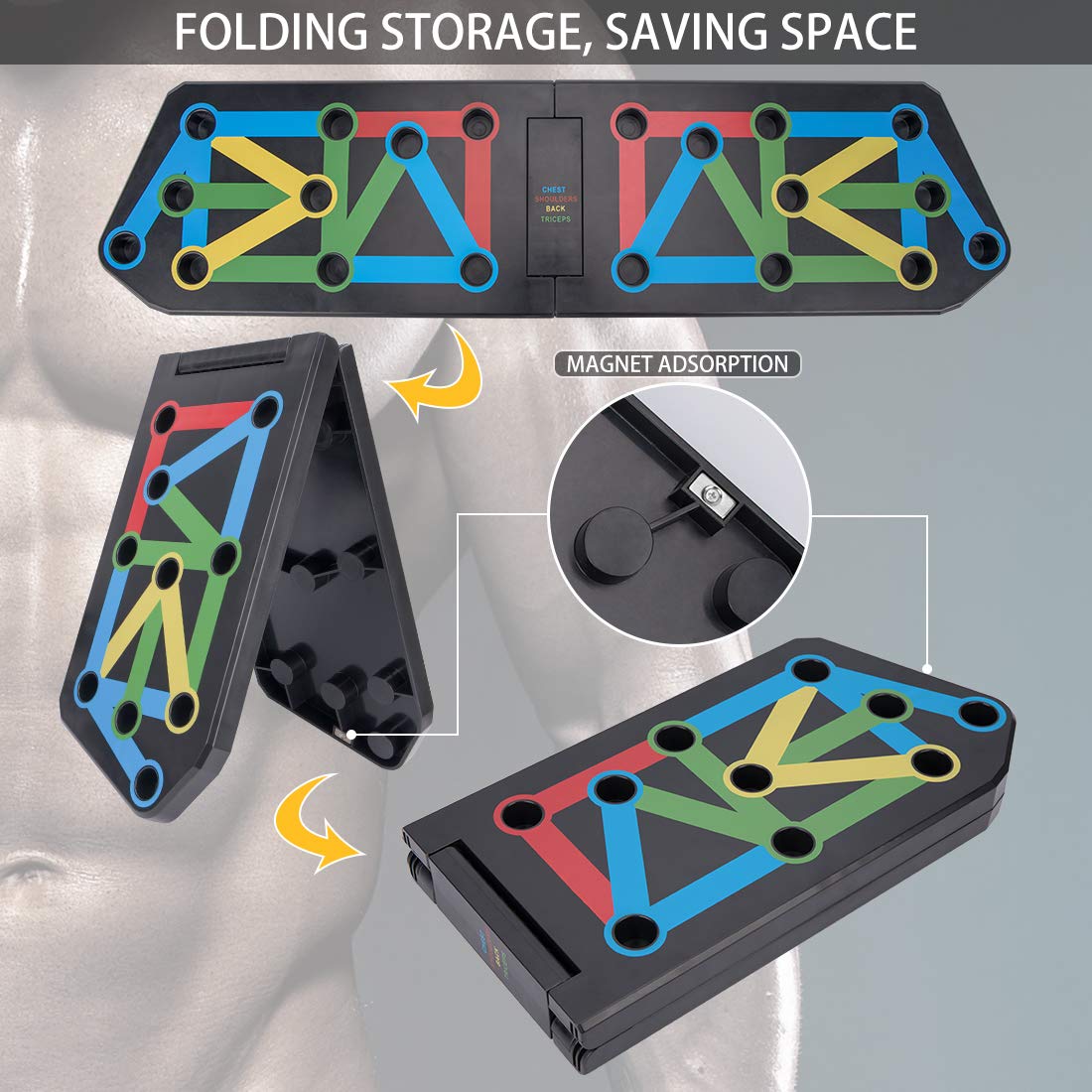Tavola Per Flessioni 13 In 1 - Push Up Board Pieghevole Con Maniglie Antiscivolo - Foto 5