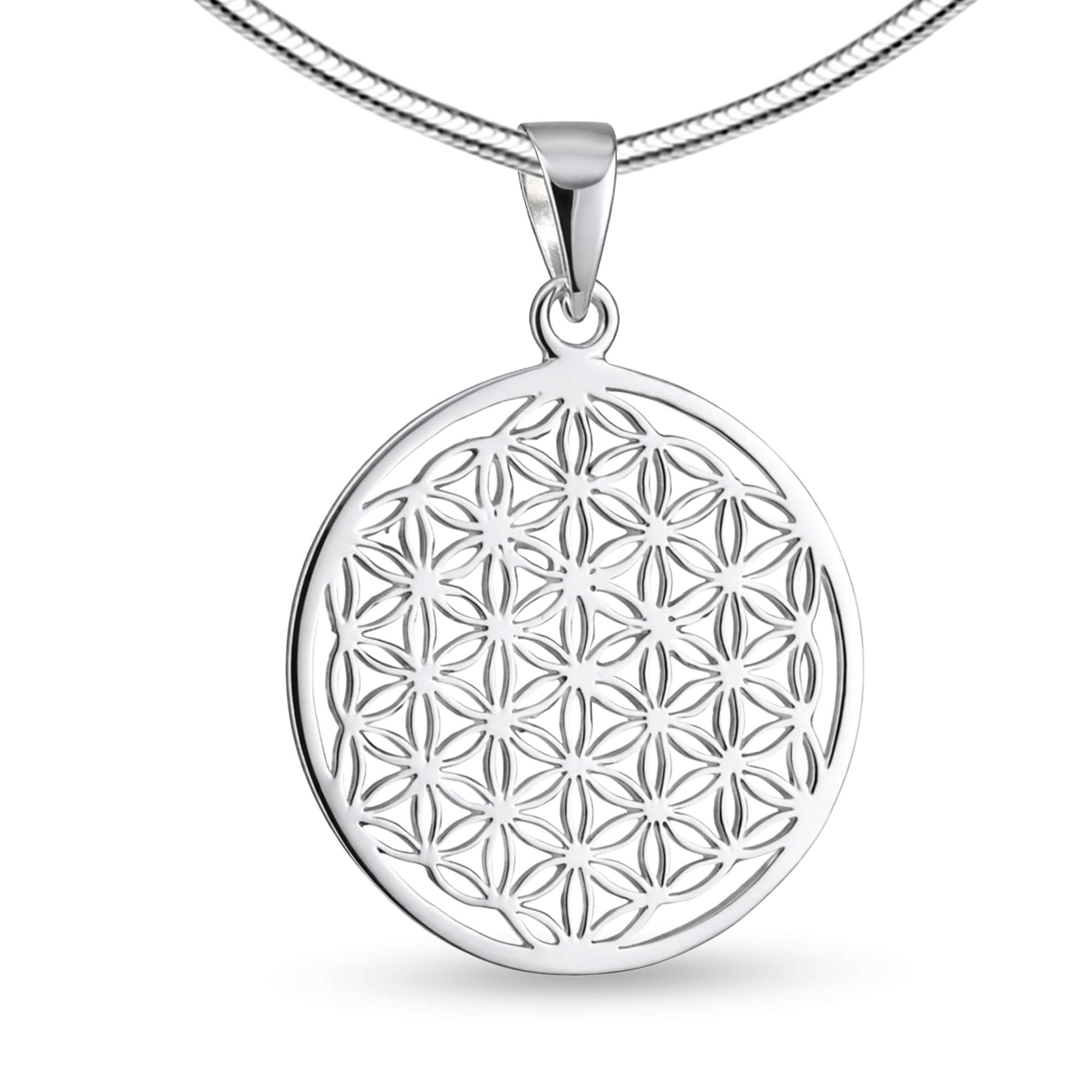 Vinani Lebensblume Anhänger mit Schlangenkette 925 Sterling Silber ALB-S | Lebensblume Anhänger aus 925 Sterling Silber mit Schlangenkette aus Italien, nickelfrei, glänzend.
