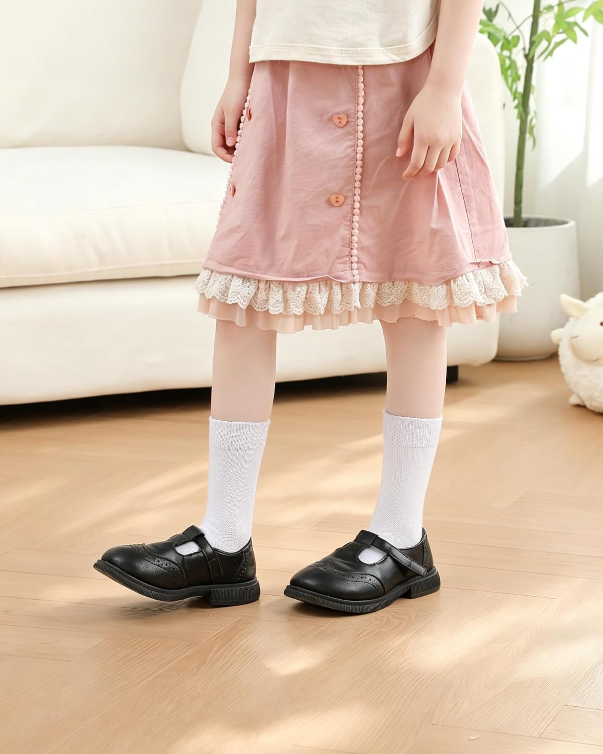6 Pack Girls Crew Athletic Socks, Outdoor Breathable Cotton Soft Socks for Kids, Daily School Casual Wear