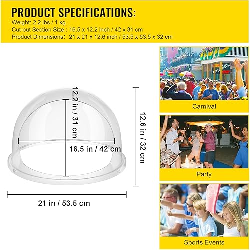 Miniatura 7 de VBENLEM Cubierta de 21 Pulgadas para Máquina de Algodón de Azúcar, Protector de Burbujas de Plástico para Fabricante de Hilo Dental Comercial