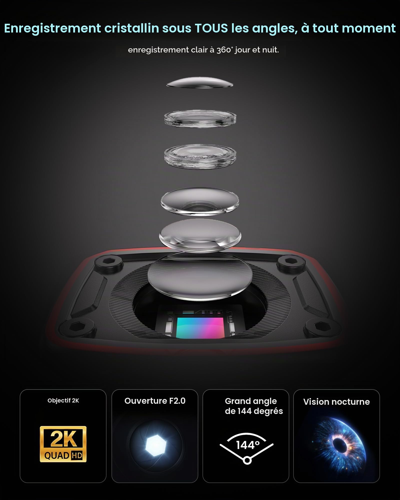 AKEEYO AKY-710Lite Caméra pour Moto/Vélo WiFi 2K30FPS avec Ultra HD, étanche IP66 avec Enregistrement en Boucle et D'urgence, Moniteur de Stationnement,Rechargeable,Batterie Longue Durée de 7.5 Heures