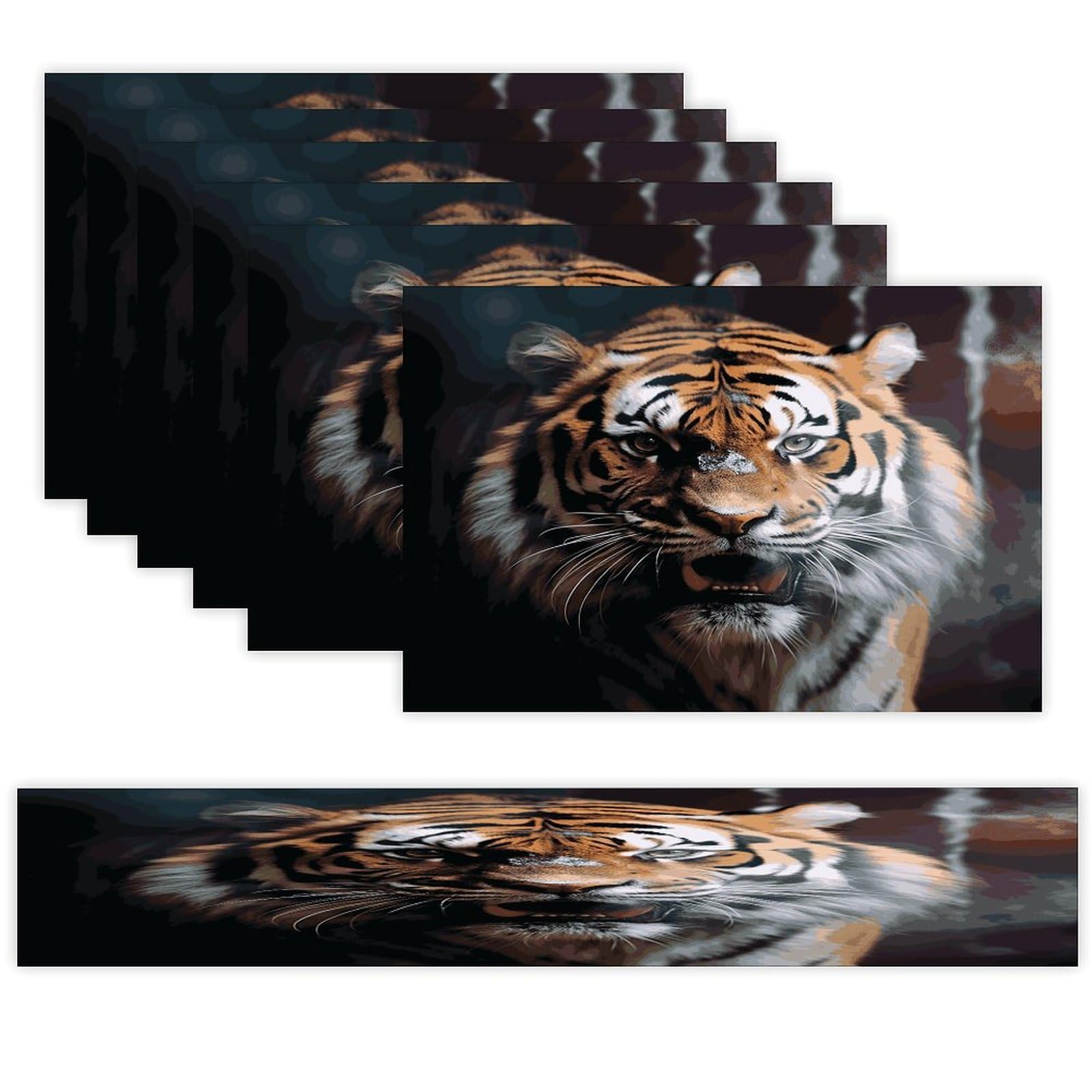 A Tiger in A Cage Table Runner and Placemats Set of 6 Wipe Clean Heat Resistant Table Mat with Table Runner Decorations Flax Linen Place Mat Set for Home Kitchen Party Supplies