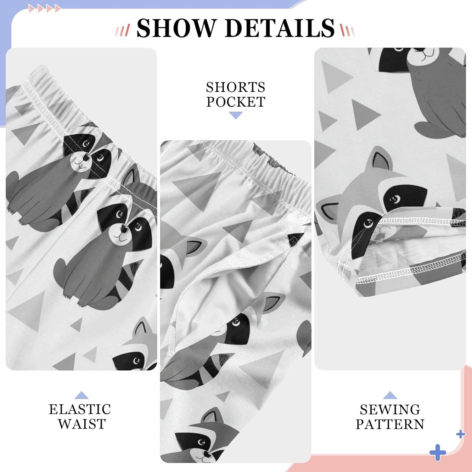 visesunny Boys' Pants Cartoon Raccoons Jogger Pants Elastic Waist Long Bottoms Trousers S-XL