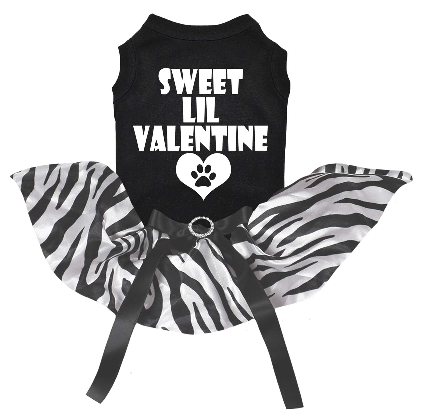 Robe pour chien imprimé zèbre noir XXL avec motif cœur Sweet Lil Valentine Paw