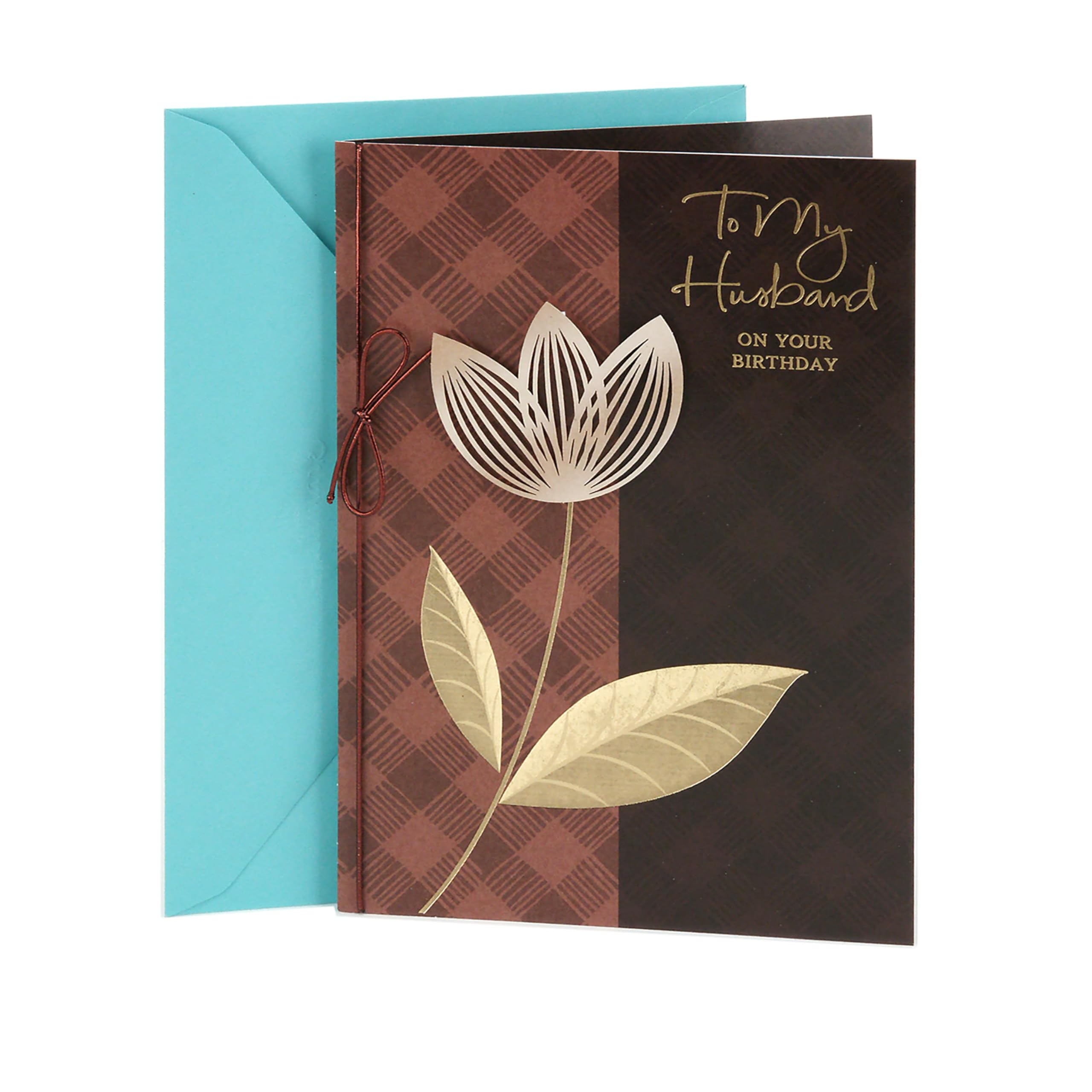 Hallmark Birthday Card to Husband (Plaid with Flower)