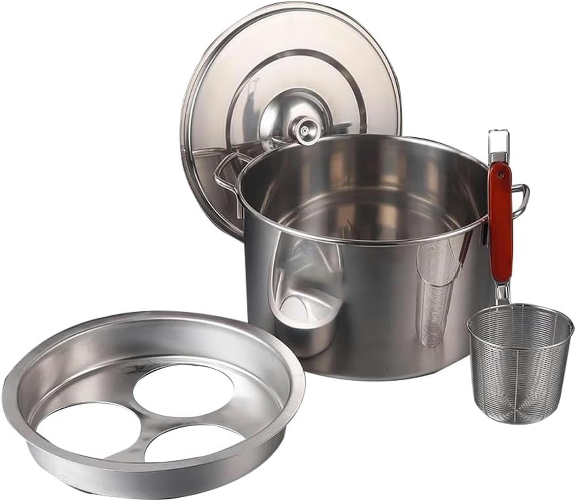 Set cuocipasta in Acciaio Inox con cestello scolapasta - Cuoci, cuoci a Vapore e scola Senza Sforzo - Perfetto per Pasta, Verdure e Altro, 3 Fori
