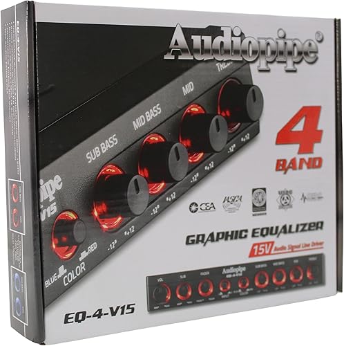 Miniatura 5 de Audiopipe Ecualizador gráfico de 4 bandas 12 Din con control de subwoofer EQ-4-V15 (15V)