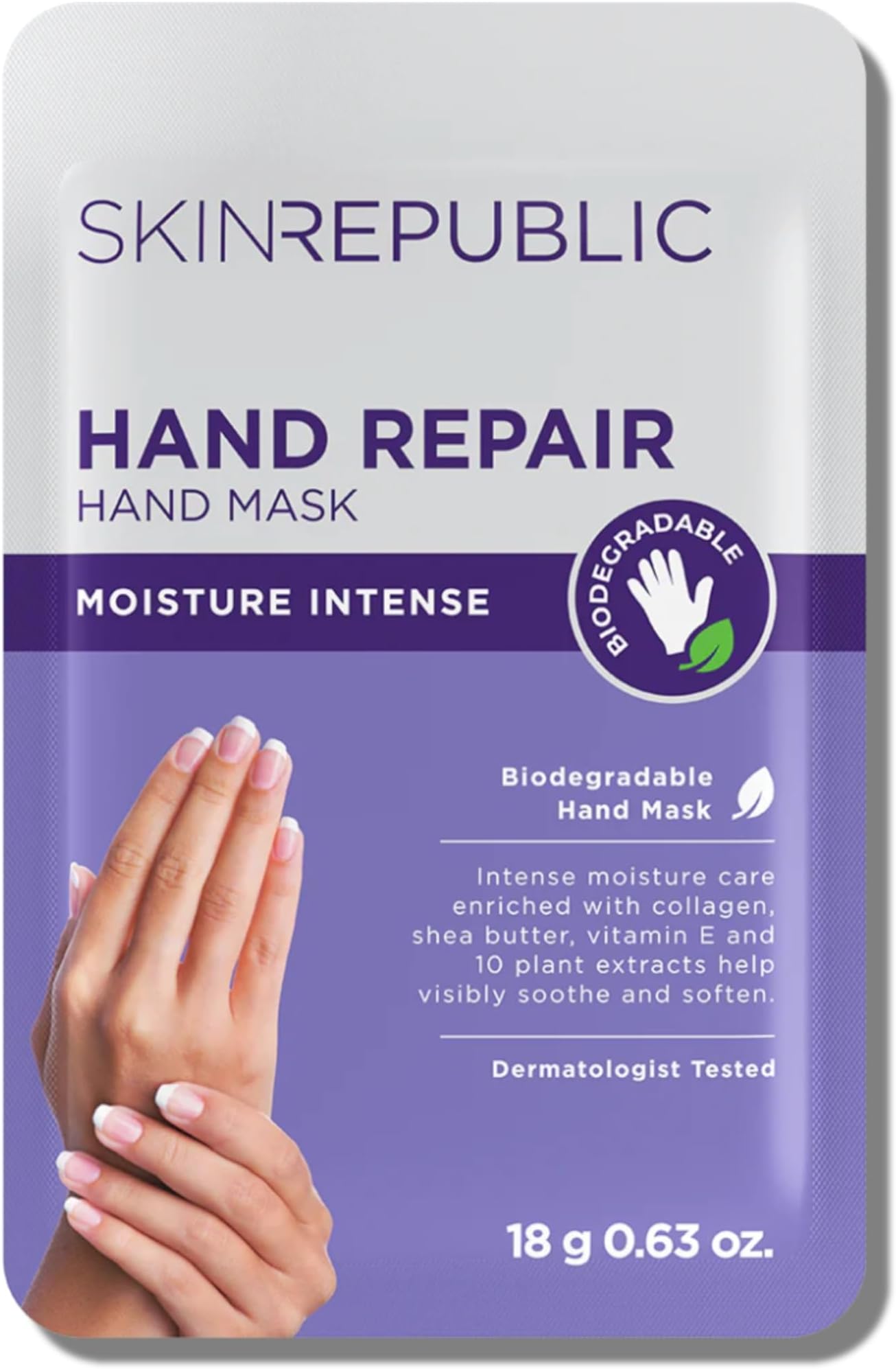 Skin Republic Hand Repair Mask | Moisturizing Gloves | With Collagen, Shea Butter & Vitamin E | For Dry, Rough Hands | Leaves skin soft, smooth & youthful (1 pair)