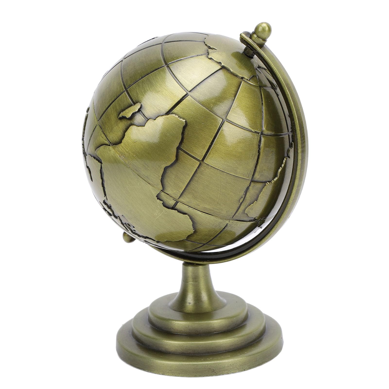 Metallic Luster Earth Globe Model, Robust Alloy Globe for Office Decor, Geographical Knowledge, Unique Decorative Piece, Advanced Process Globe, Full HQ Rotation Globe for Students