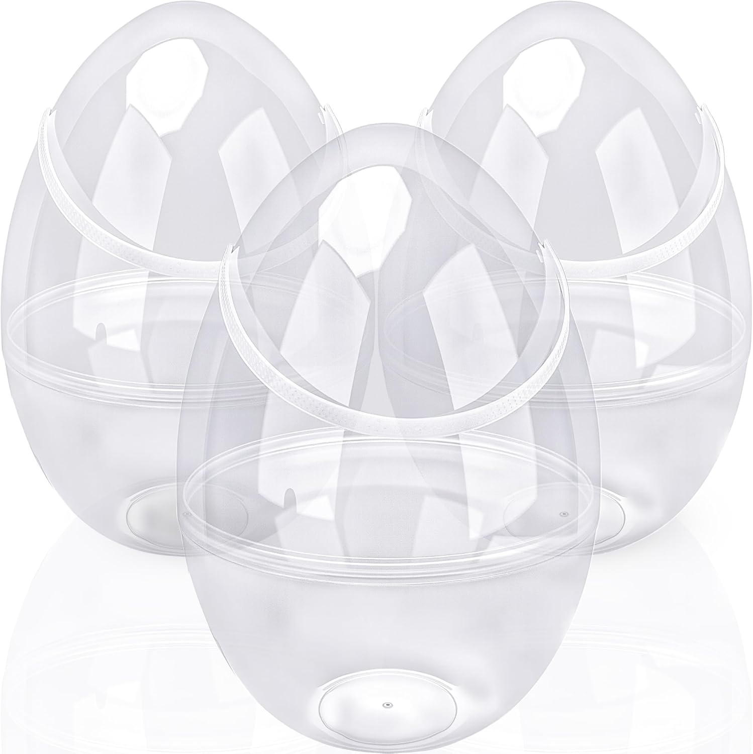 3 Pack 12 Inch Clear Easter Egg with Handles Giant Transparent Easter Egg Empty Plastic Eggs for Easter Party Favor DIY Crafts