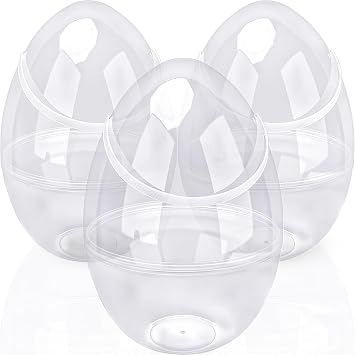 3 Pack 12 Inch Clear Easter Egg with Handles Giant Transparent Easter Egg Empty Plastic Eggs for Adult Kids Easter Party Favor DIY Crafts